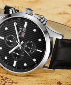 Burei Men's Calendar Chronograph Watch With Black Leather Band 11 57 72f44061 8854 46b6 a5bb 496cc087e215