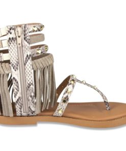 Alternative view of Mari A Women's Pixie Gladiator Fringe Sandal Natural Snake 7.5 B(M) Us