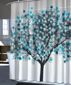 Splash Home Eva Shower Curtain 70 By 72-Inch Foliage Blue Tree Shower Curtain