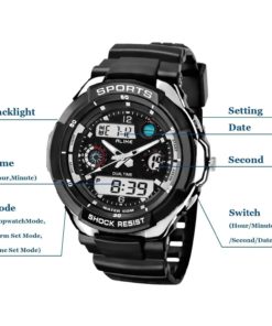 Alternative view of Ecoopro Men's Ak1170S Black Rubber Strap Silver-Tone Analog Digital Sport Wat..