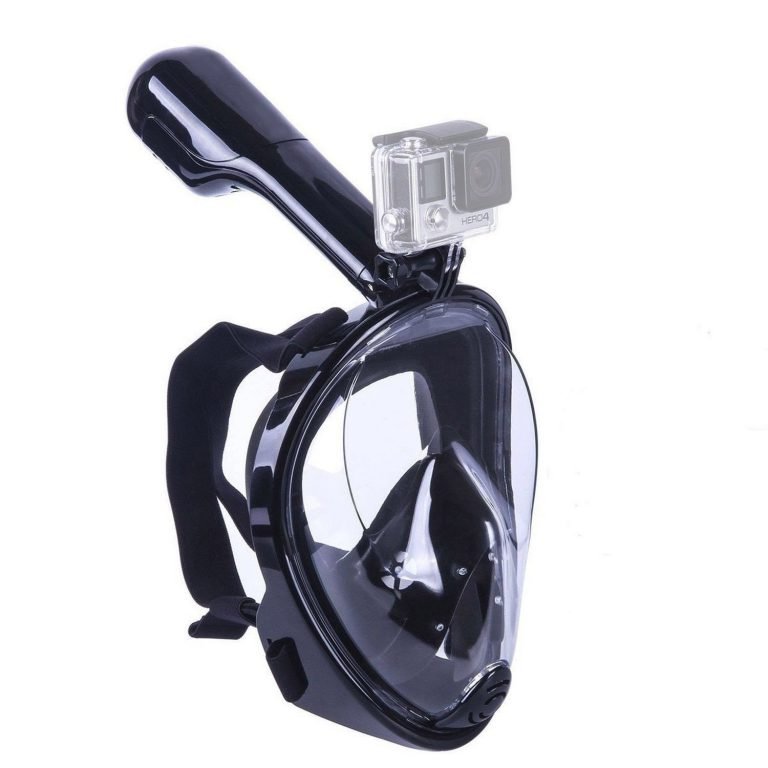 Drydive Full Face Free Breathing Design Snorkel Mask For Action Camera Black