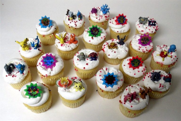 Pokemon 32 Piece Birthday Cupcake Topper Set Featuring 24 Random 1" Pokemon C..