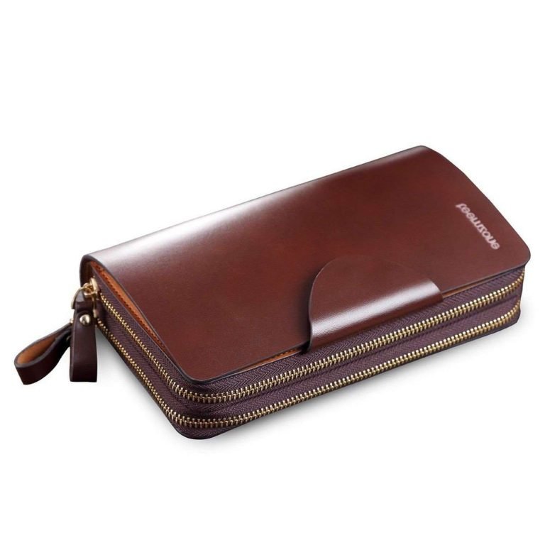 Teemzone Mens Genuine Leather Clutch Bag Handbag Zipper Closure Wallet Organi..