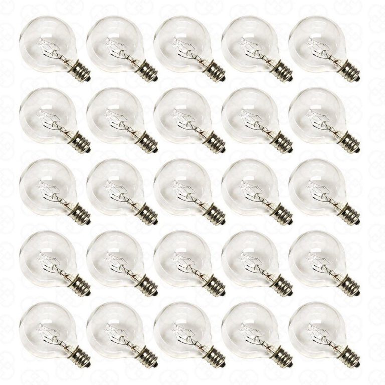 Deneve G40 Clear Glass Globe Bulbs With Candelabra Screw Base Pack Of 25