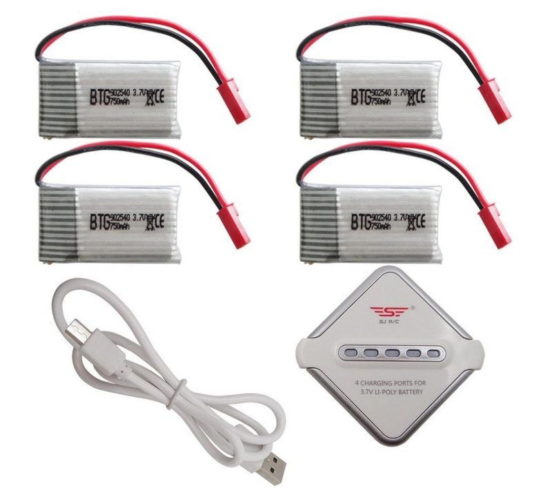 Catalog 9 Btg 3.7V 750Mah 25C Rechargeable Battery (4Pcs) + 4In1 X4 Jst Charger For Mjx..