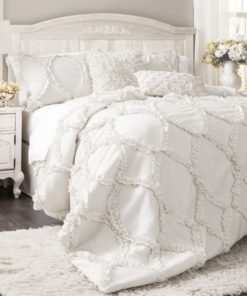 Lush Decor Avon 3-Piece Comforter Set King White