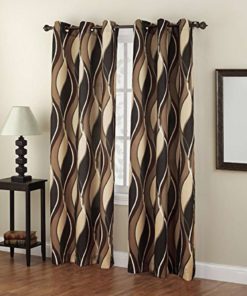 No. 918 Intersect Casual Textured Grommet Curtain Panel 48 X 63 Inch Charcoal..