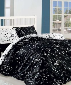 Ranforce 100% Turkish Cotton 3 Pcs Black White Musical Note Melody Music Twin..