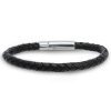 Oxford Ivy Braided Black Leather Mens Bracelet 6 Mm 8 1/2 Inches With Locking.. 8 57 93cbe076 23bb 47fb a64a ceb67dff2c2a