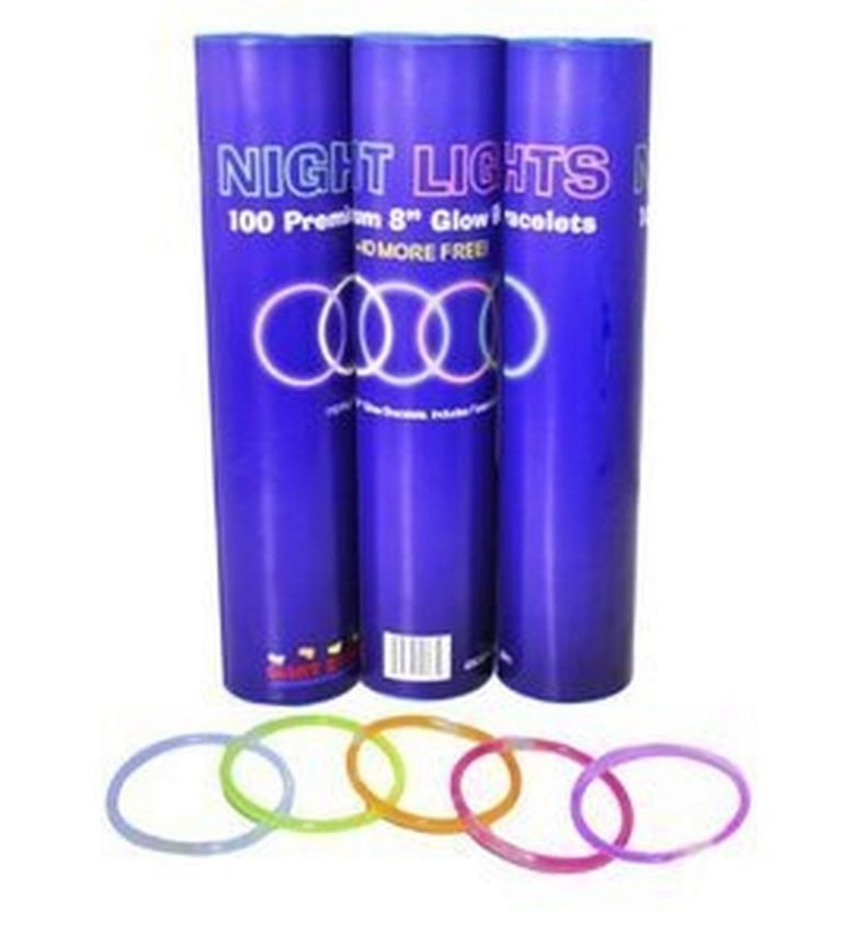 Glow Stick Bracelets- Tube Of 100 8" Premium Glow Stick Bracelets Plus 10 Fre..