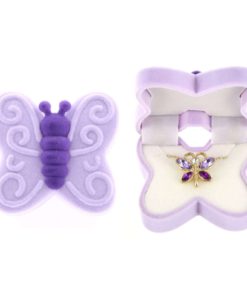 Butterfly Necklace Charm Pendant W/ Crystal Wings In Butterfly Velour Gift Box