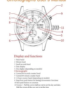 Burei Men's Calendar Chronograph Watch With Black Leather Band 12 57 96f173a8 8f2f 4a37 b2ee a59fcc4e1611