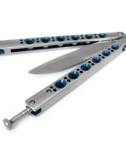 Alternative view of New Style Blue Hole Knife Handle Practice Knife Trainer Silver(No Offensive B..