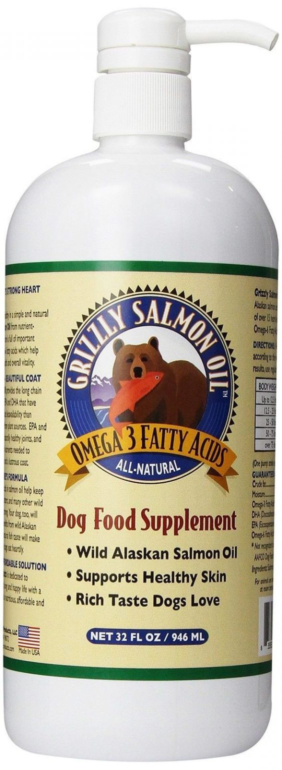 Grizzly Salmon Oil All-Natural Dog Food Supplement In Pump-Bottle Dispenser