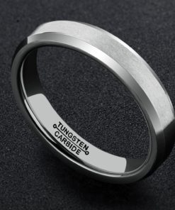 Sale! Mnh 4Mm Tungsten Comfort Fit Beveled Edges Brushed Classy Wedding Band .. 8 57 9e15329f a774 443f b28f afcd4313195c
