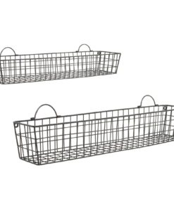 Set Of 2 Gray Country Rustic Wall Mounted Openwork Metal Wire Storage Basket .. 7 57 a340159c db90 470b b49c 3e0dacf2c06b