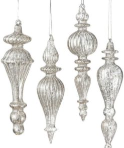 Sullivans - Antiqued Silver Mercury Style Glass Drop Finial Christmas Tree Or..