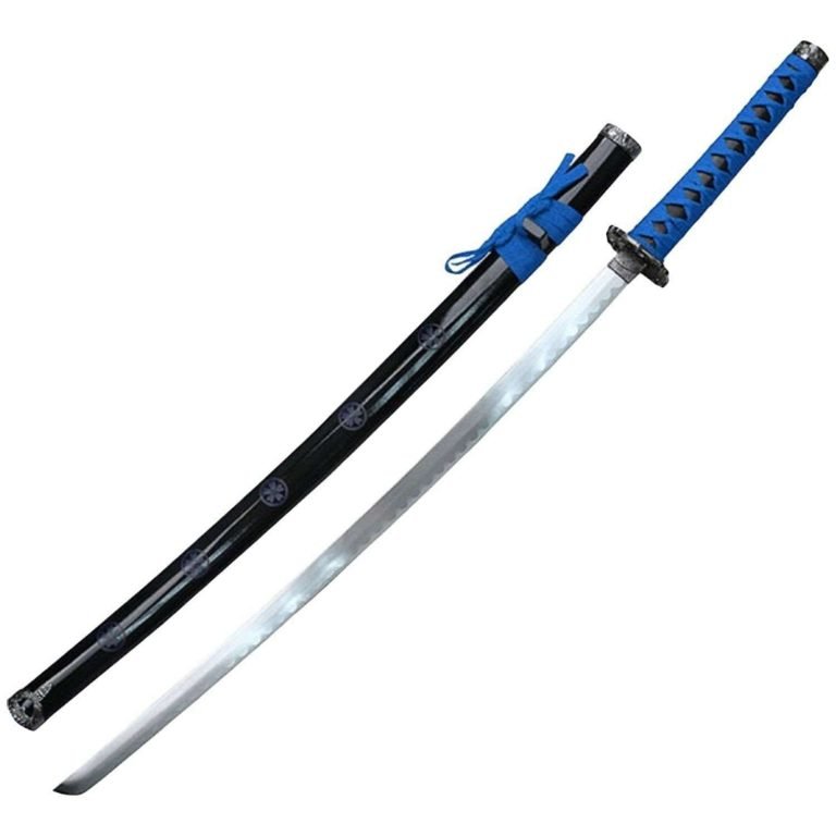 Master Cutlery Samurai Katanas 26.5" Carbon Steel Blade With Wood Display Blue