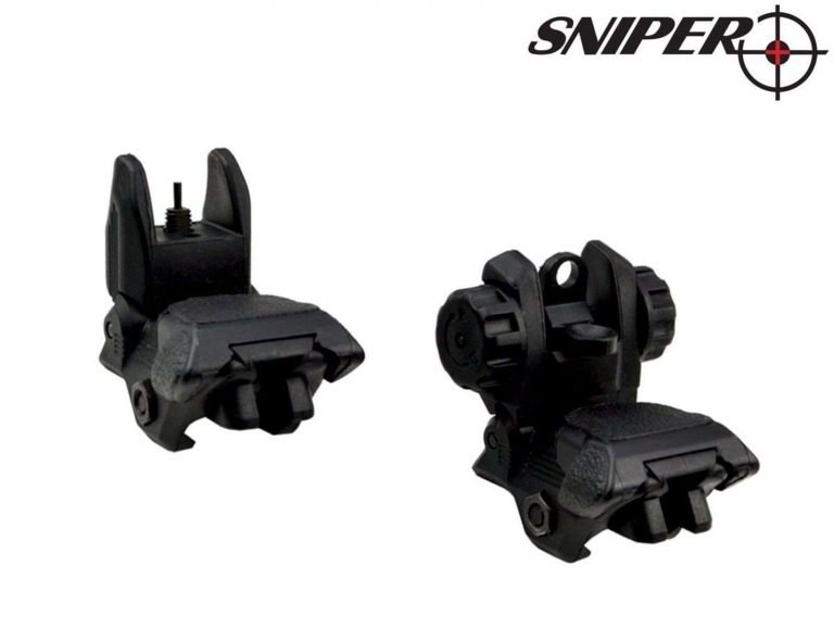 Sniper Tactical Smart Polymer Picatinny Front And Rear Combo Set Flip Up Back..