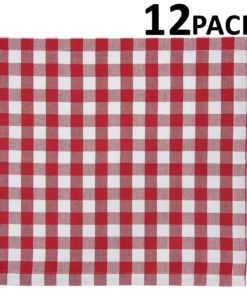 Alternative view of Cotton Craft 12 Pack Gingham Checks Oversized Dinner Napkins - Red - Size 20X..