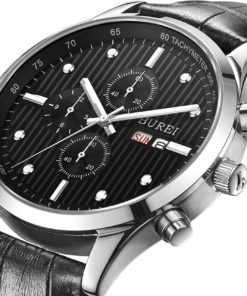 Burei Men's Calendar Chronograph Watch With Black Leather Band 8 57 b395c8f4 08c3 473a a4a8 094dee9c060f
