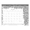 Blueline 2017 Academic Monthly Coloring Desk Pad Botanica August To July 22 X..