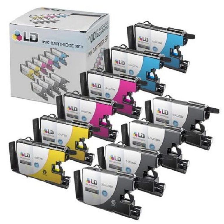 Ld Compatible Lc75 Bulk Set Of 10 High Yield Ink Cartridges: 4 Black & 2 Eac..