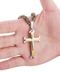 Jstyle Stainless Steel Mens Cross Pendant Necklace Byzantine Chain Necklace F.. 11 57 b719cfca b9e3 41d6 8fa4 6b9dd3f95bb7