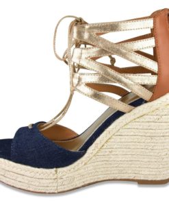 Mari A Womens Evie Wedge Lace Up Sandal Denim & Gold 7 B(M) Us 4 57 b8e09f24 8264 4abf 88d6 509b8a2269b6
