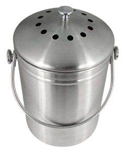 Alternative view of Premium Quality Stainless Steel Compost Bin 1.3 Gallon Includes Charcoal Filter