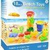 Click N Play 18 Piece Beach Sand Toy Set Bucket Shovels Rakes Sand Wheel Wate..