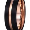 King Will 8Mm Black Mens Tungsten Carbide Ring Matte Wedding Band With Rose G.. 9 57 bbd9fa97 1d8d 43e7 bdd1 9ad966fd366f