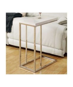 Monarch Specialties Chrome Metal And White Accent Side Table Glossy White