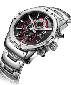 Burei Men's Chronograph Wrist Watches With Black Dial Metal Band 8 57 bd9f3a39 a109 4296 9502 8f831a7edcd6