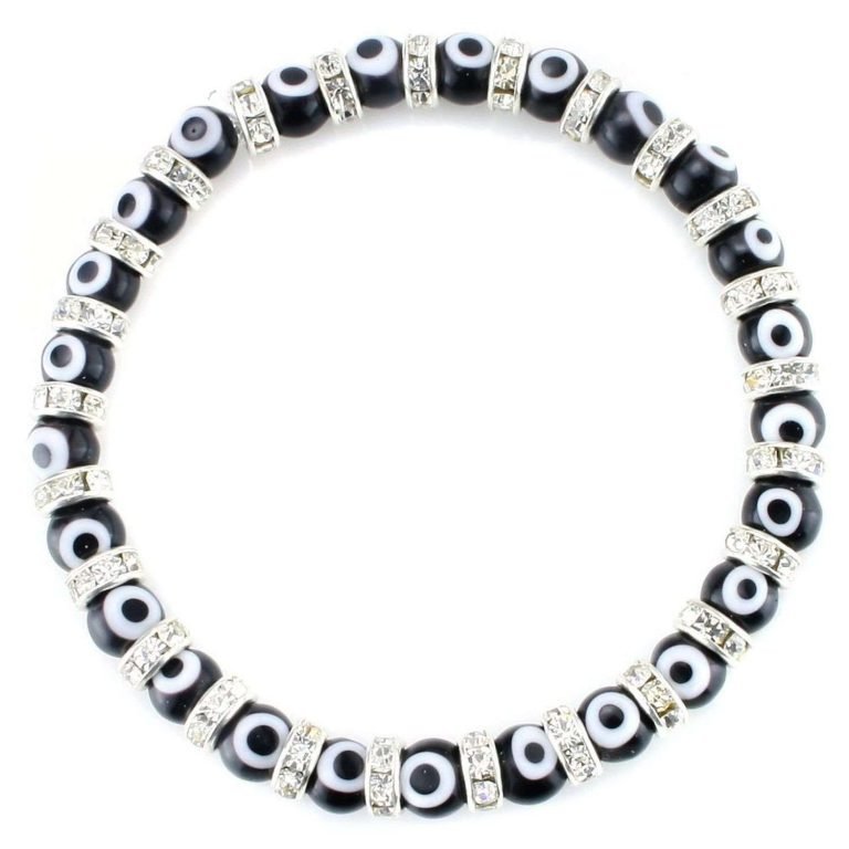 Turkish Evil Eye Murano Glass Beads Beaded Bracelet With Rondelle Spacer