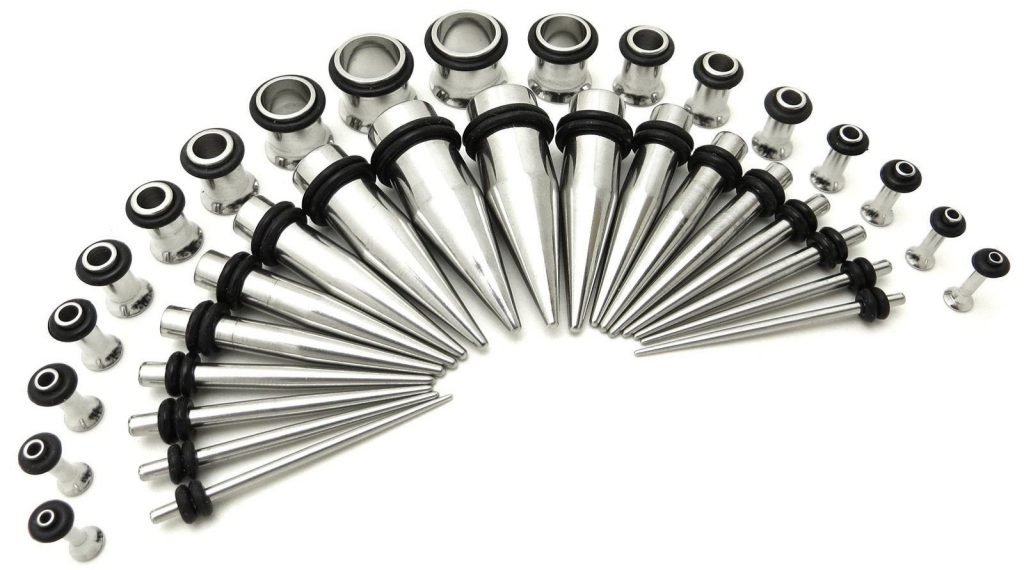 Stainless Steel Ear Stretching Taper and Tunnel Starter Kit - 36 Piece Set ...