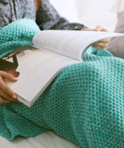 Alternative view of Mzpride Knitted Mermaid Tail Blanket Mermaid Beach Blanket 31''*71'' (Mint-Gr..