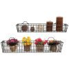 Set Of 2 Gray Country Rustic Wall Mounted Openwork Metal Wire Storage Basket ..