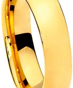 Alternative view of Tungsten Wedding Band Ring 5Mm For Men Women Comfort Fit 18K Yellow Gold Plat..