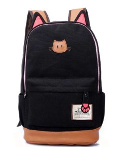 Moolecole Leather & Canvas Backpack School Bag Laptop Bag With Cat's Ears Des.. 21 57 d20a6ee8 25ad 4125 bfe8 49c78e3cb23e 1
