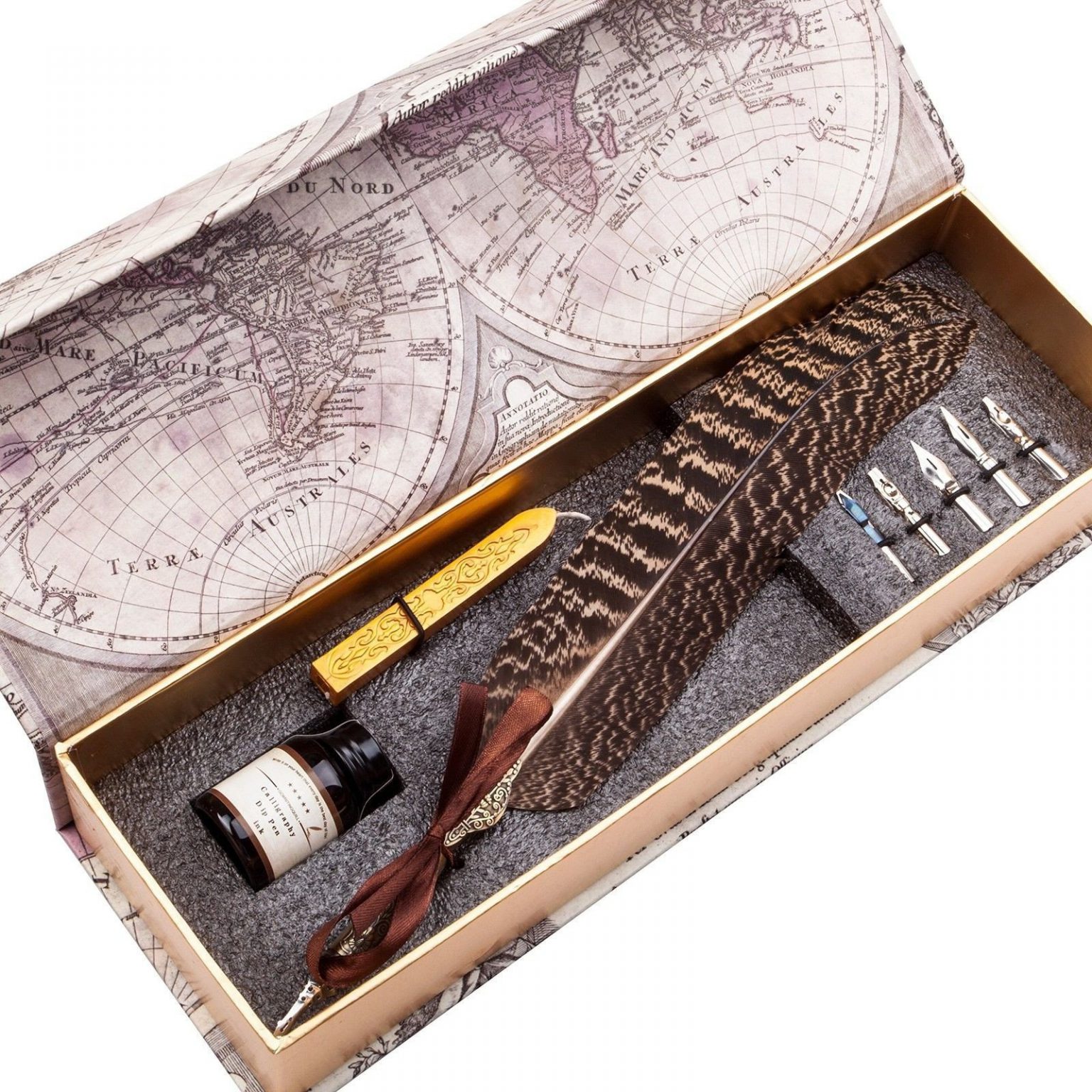 Unique Beautiful Feather Calligraphy Dip Pen Set Writing Quill Pens Gcll02 Swiftsly