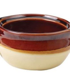 Porcelain Ceramic Onion Soup Crock Bowl Small 10 Ounce Set Of 4 Brown And Beige 4 57 d7438c89 c71c 4259 88e0 8361824a2c6c