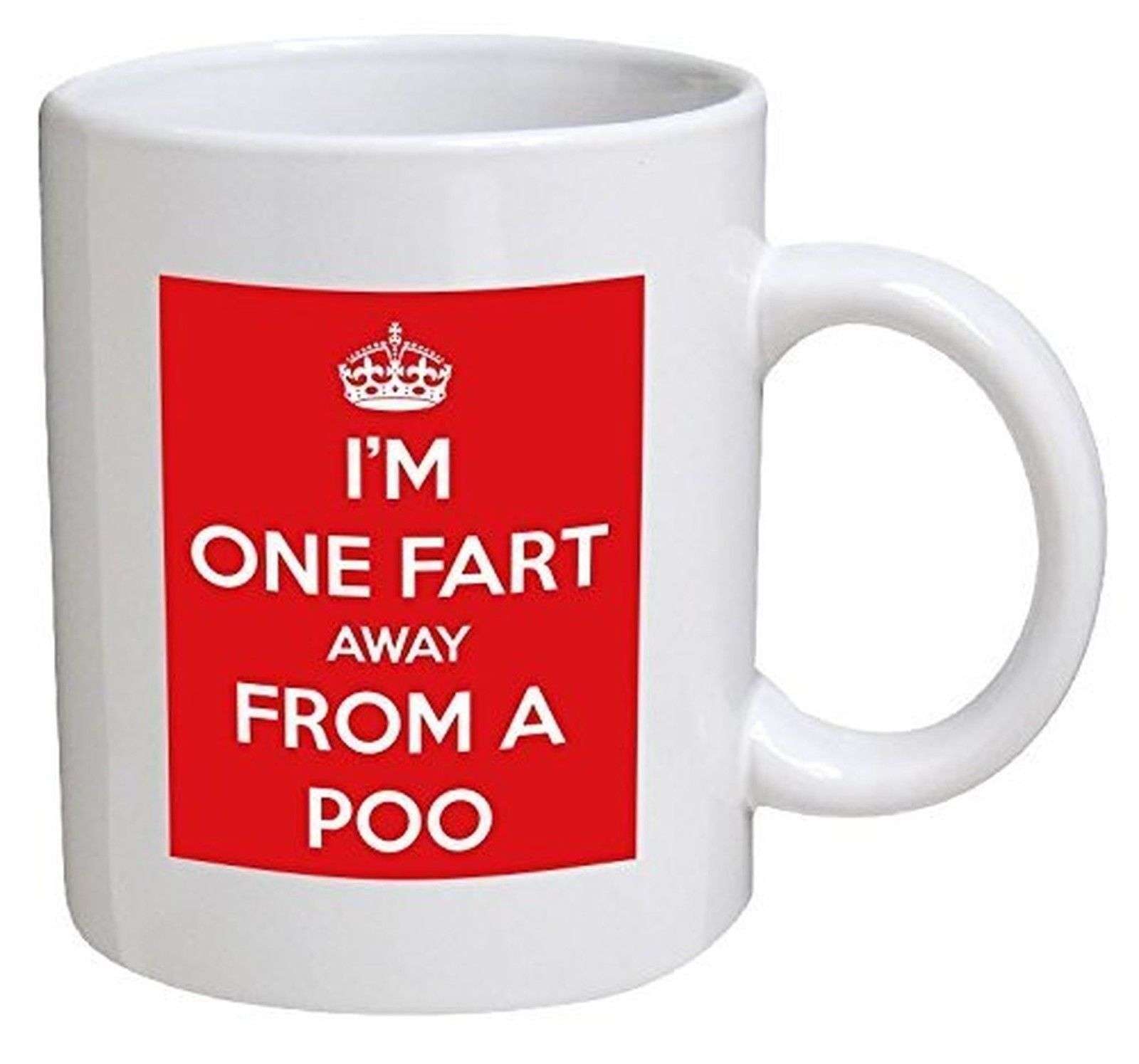 Funny Mug - I'M One Fart Away From A Poo Red - 11 Oz Coffee Mugs ...