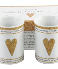 50Th Golden Wedding Anniversary Gift Set Ceramic Mugs By Haysom Interiors