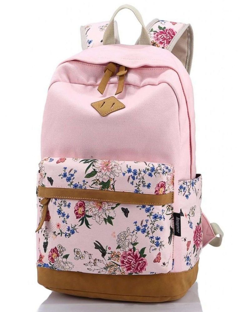 Leaper Lightweight Canvas Laptop Backpack Cute School Bag Pink Large