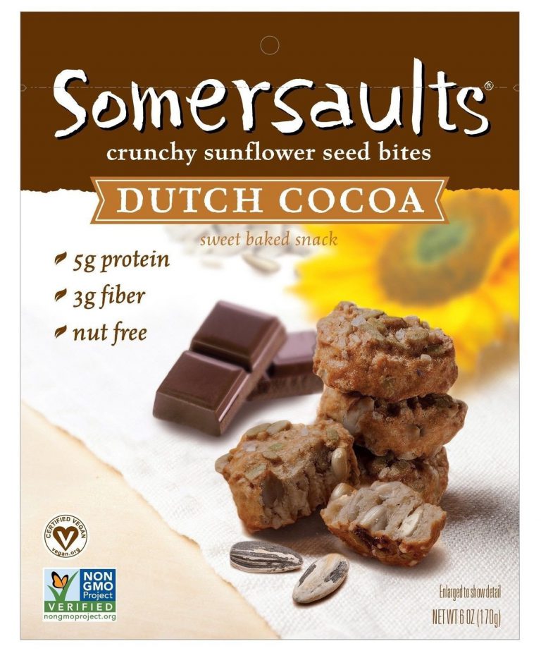 Somersaults Sunflower Seed Bites Dutch Cocoa 6 Ounce 6 Count