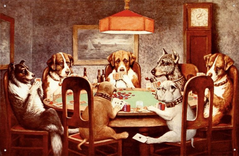 Dogs Playing Poker Metal Sign