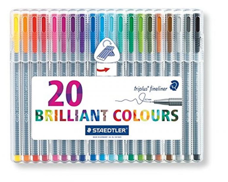 Staedtler 334Sb20Bk Triplus Fineliner Pens .3Mm Metal Clad Tip 20/Pk Assorted