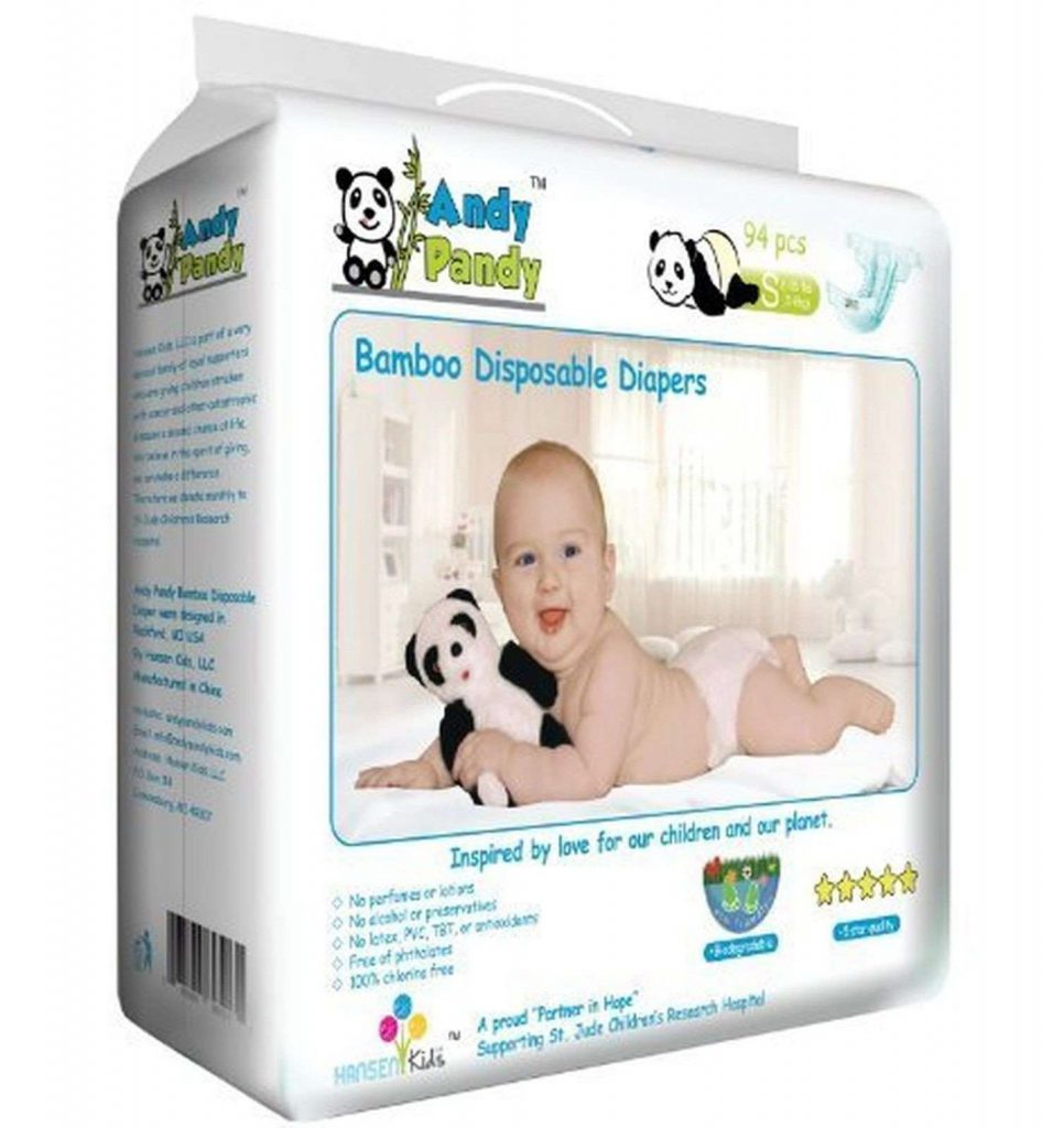 Andy Pandy Premium Bamboo Disposable Diapers XLarge 62 Count Swiftsly