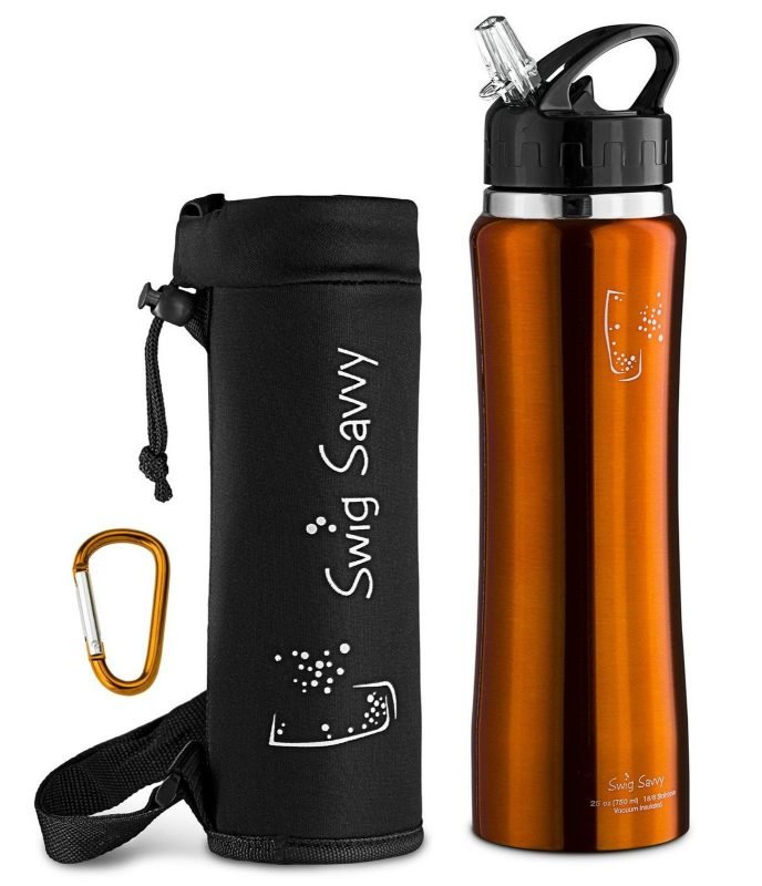 Swig Savvy's Stainless Steel Insulated Water Bottle Wide Mouth 25 Oz Capacity..